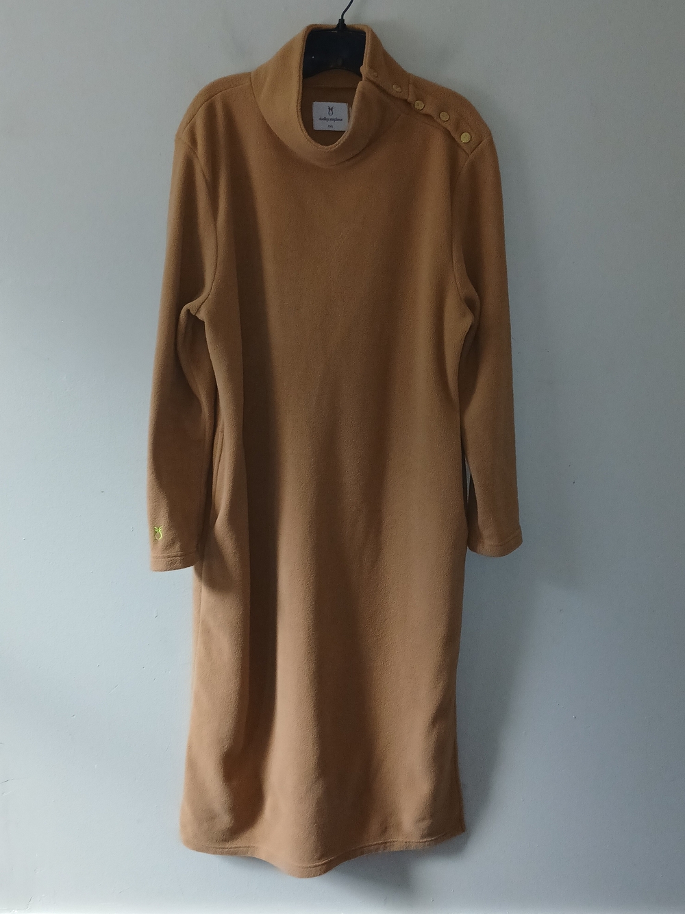 Dudley Stephens Women's Size XXL Meadow Vello Fleece Maxi Dress Mock Neck Camel